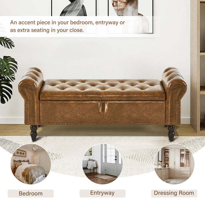 Zakhar Button Tufted Storage Bedroom Bench