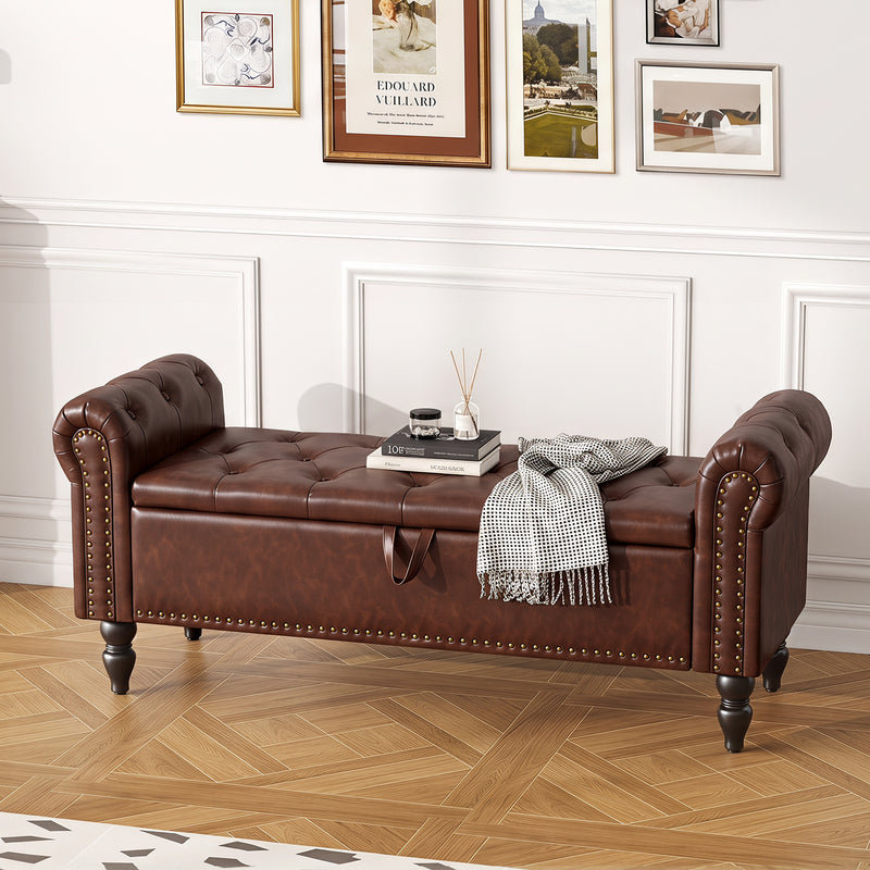 Button Tufted Storage Bedroom Bench