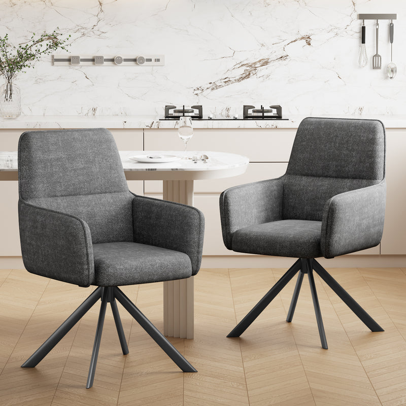 Furniliving 2-Pcs Mid Century Dining Chairs Upholstered Dining Room Chairs With Armrest