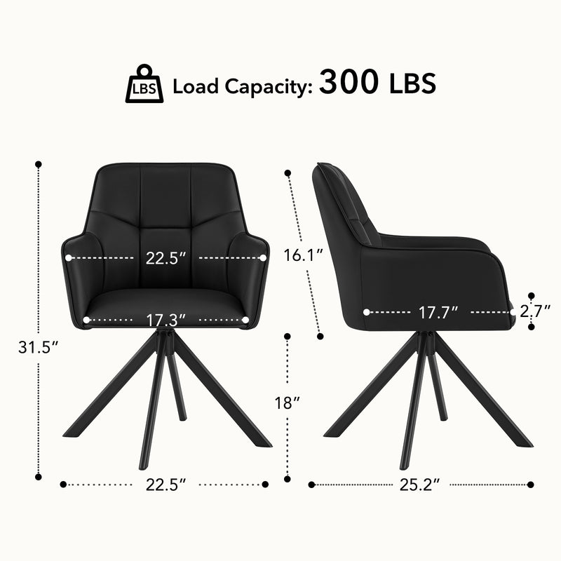 Comfortable Ergonomic Swivel Dining  Chairs Set  Of 2 for Kitchen