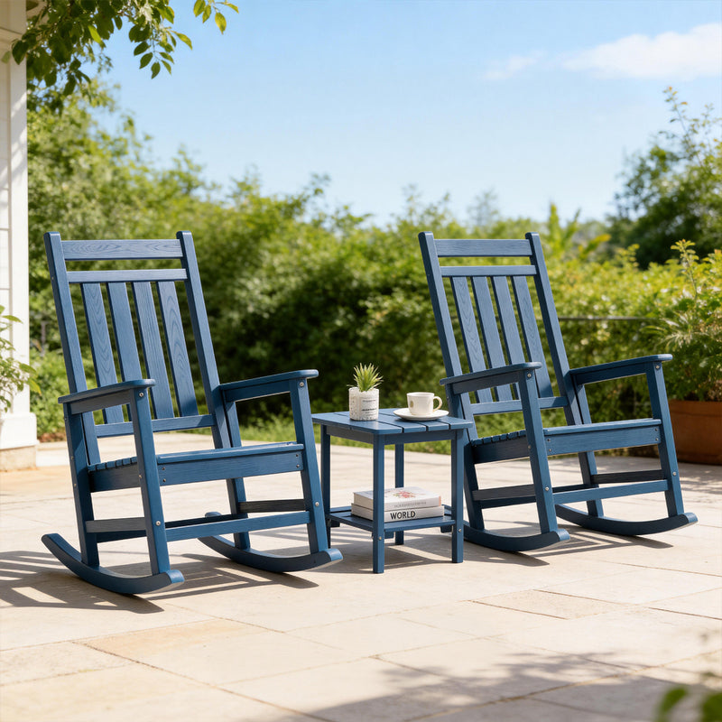 Oversized Rocking Chairs Set of 2, HDPE Outdoor Rocking Chair for Adults with High Back