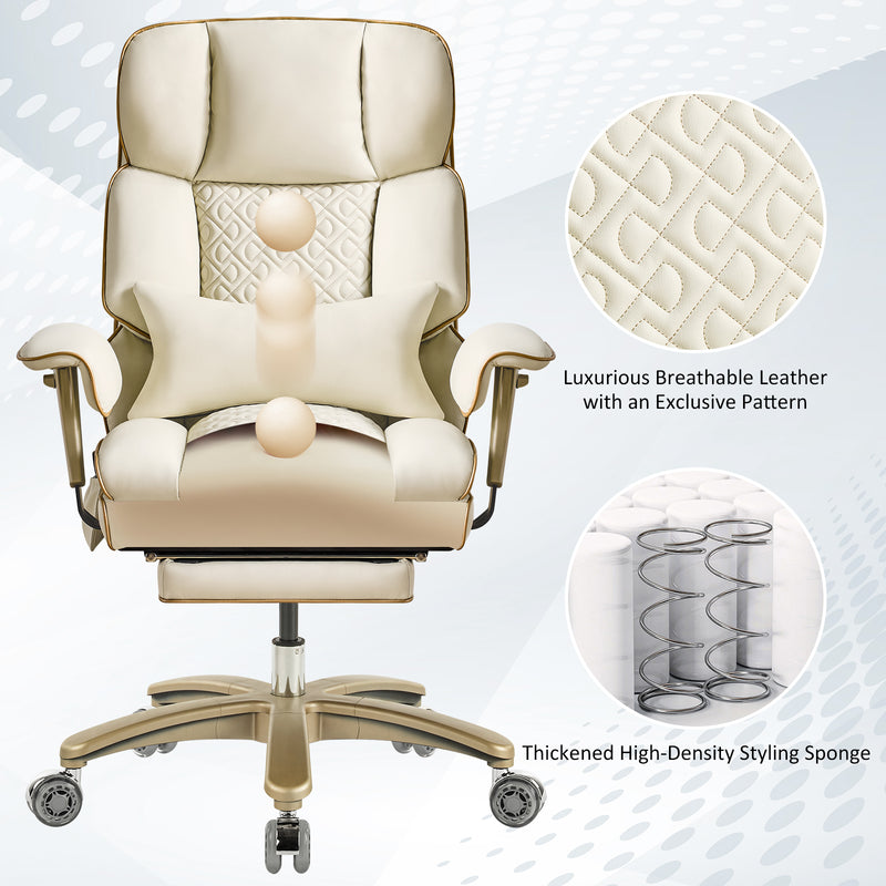 Furniliving Modern Big Tall Executive Office Chair Pu Leather Office Desk Chair With Footrest