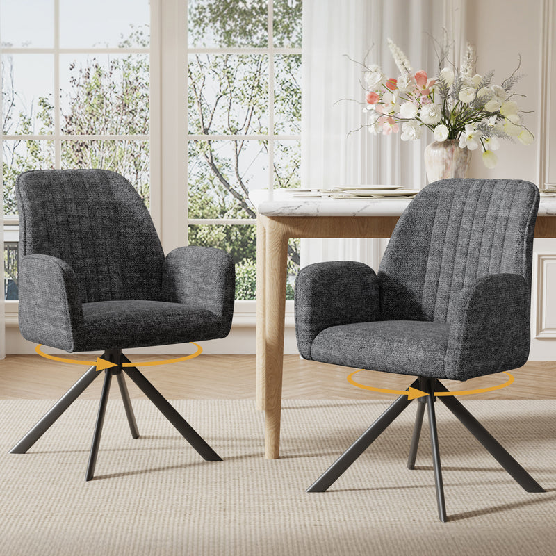 Furniliving 2-Pcs Mid Century Dining Chairs Upholstered Dining Room Chairs With Armrest