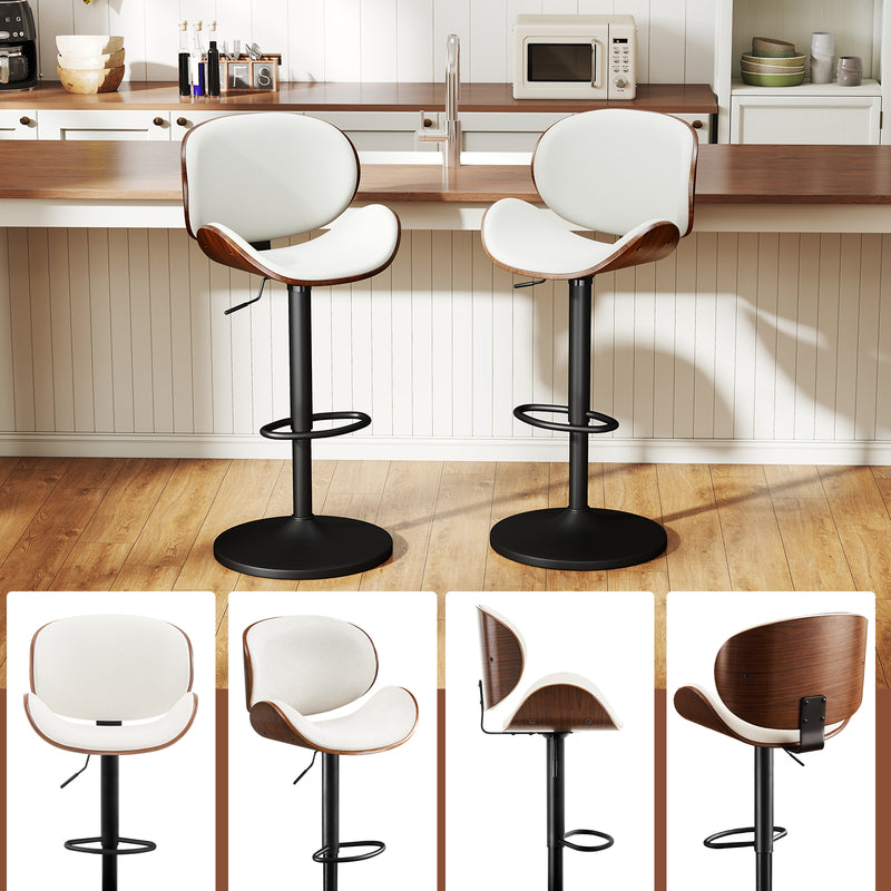 Upholstered Bar Stool Set Of 2 With Footrest
