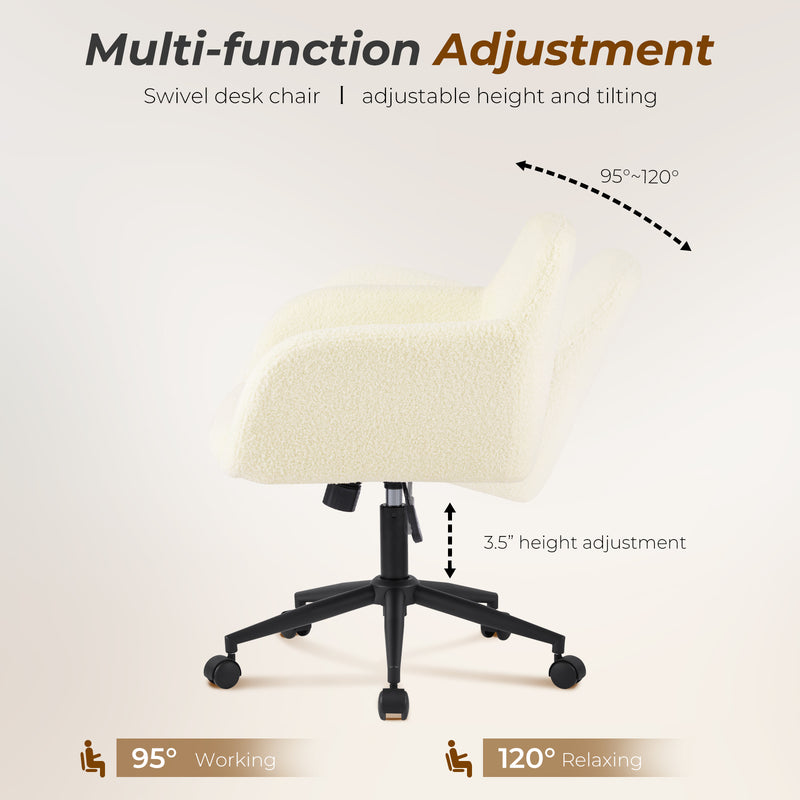 Home Office Desk Chair With Swivel,Adjustable Arm Chair With Mid Backrest