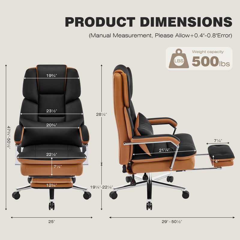Furniliving faux leather office chair with footrest