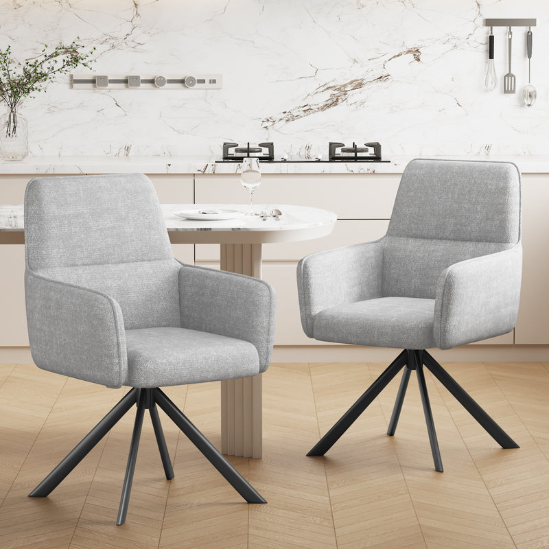 Furniliving 2-Pcs Mid Century Dining Chairs Upholstered Dining Room Chairs With Armrest