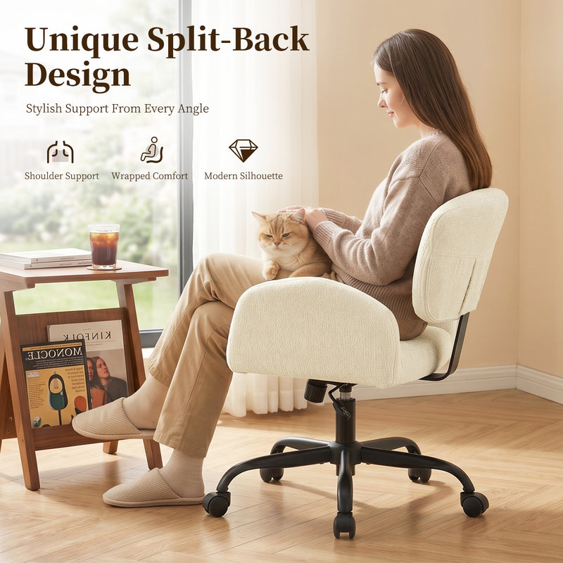 Adjustable Swivel Chenille Home Office Chair with Wrap-Around Armrests