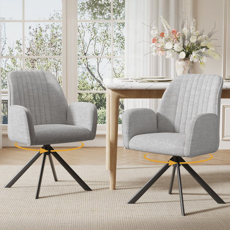 Furniliving 2-Pcs Mid Century Dining Chairs Upholstered Dining Room Chairs With Armrest