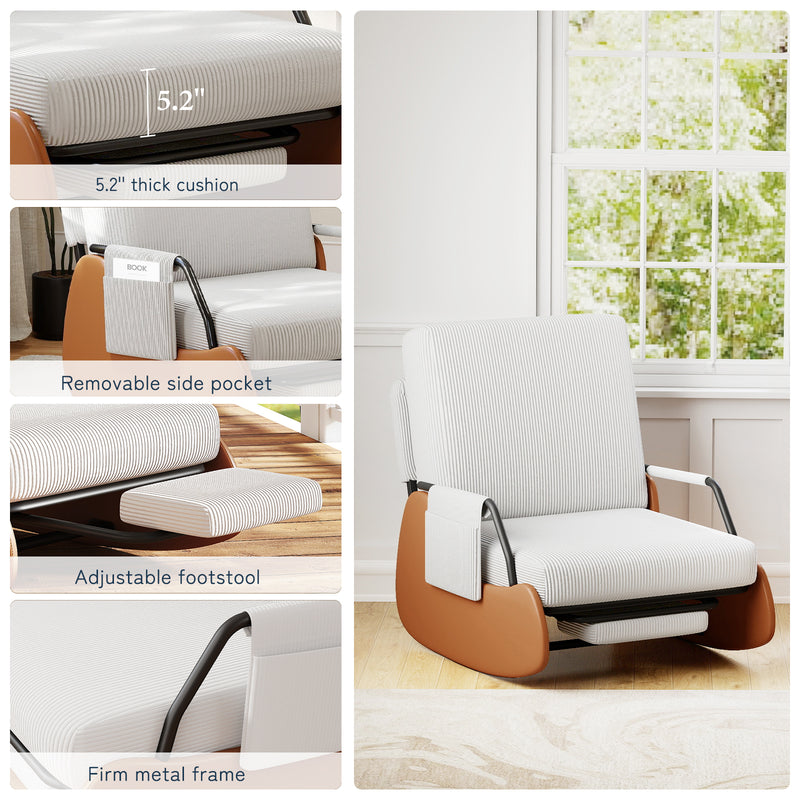 Upholstered Nursery Glider Chair with Adjustable Recline & Retractable Footrest