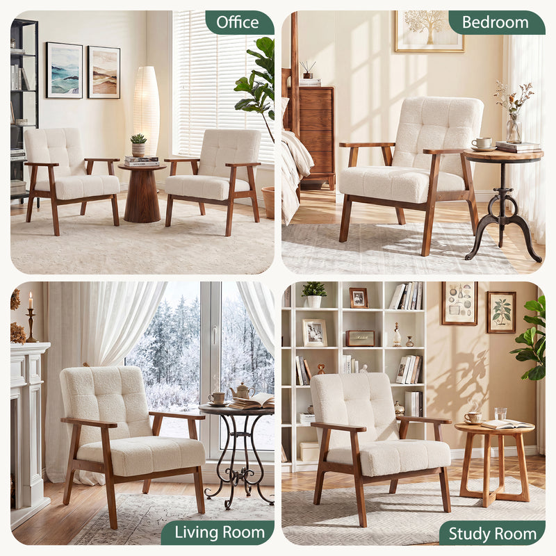 Modern PU Leather Accent Chair With Solid Wood Frame