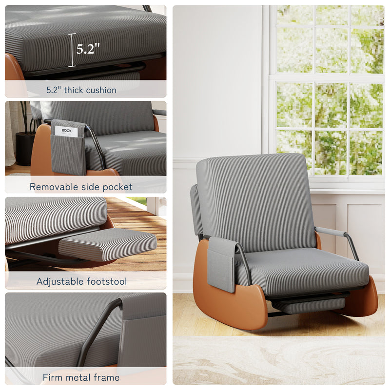 Upholstered Nursery Glider Chair with Adjustable Recline & Retractable Footrest