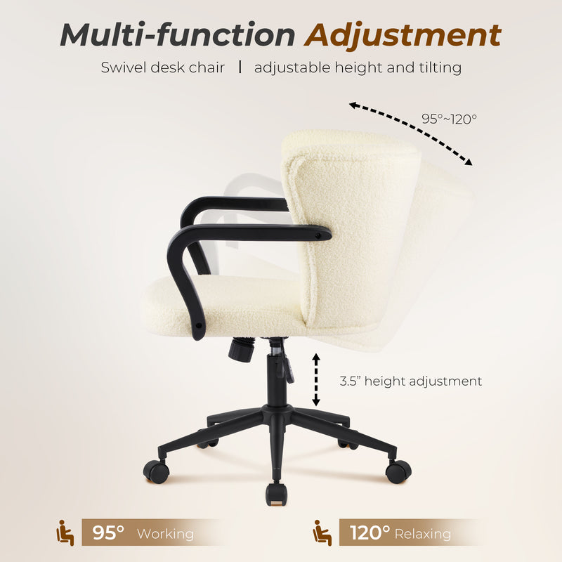 Home Office Desk Chair With Swivel,Adjustable Arm Chair With Mid Backrest