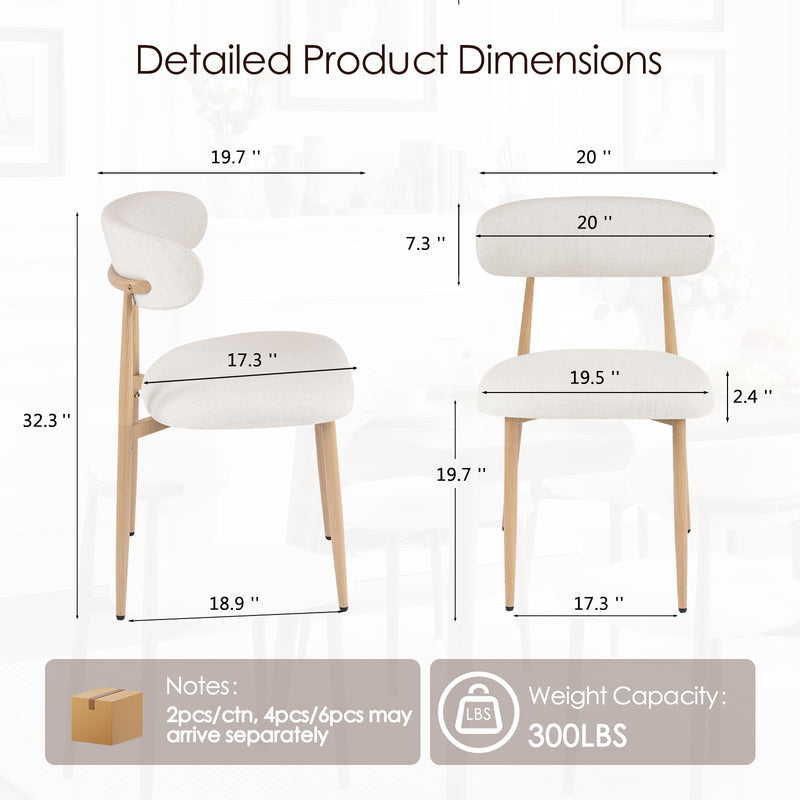 Modern Dining Chairs Set Of 2,Upholstered Kitchen Chairs With Walnut Grain Metal Legs