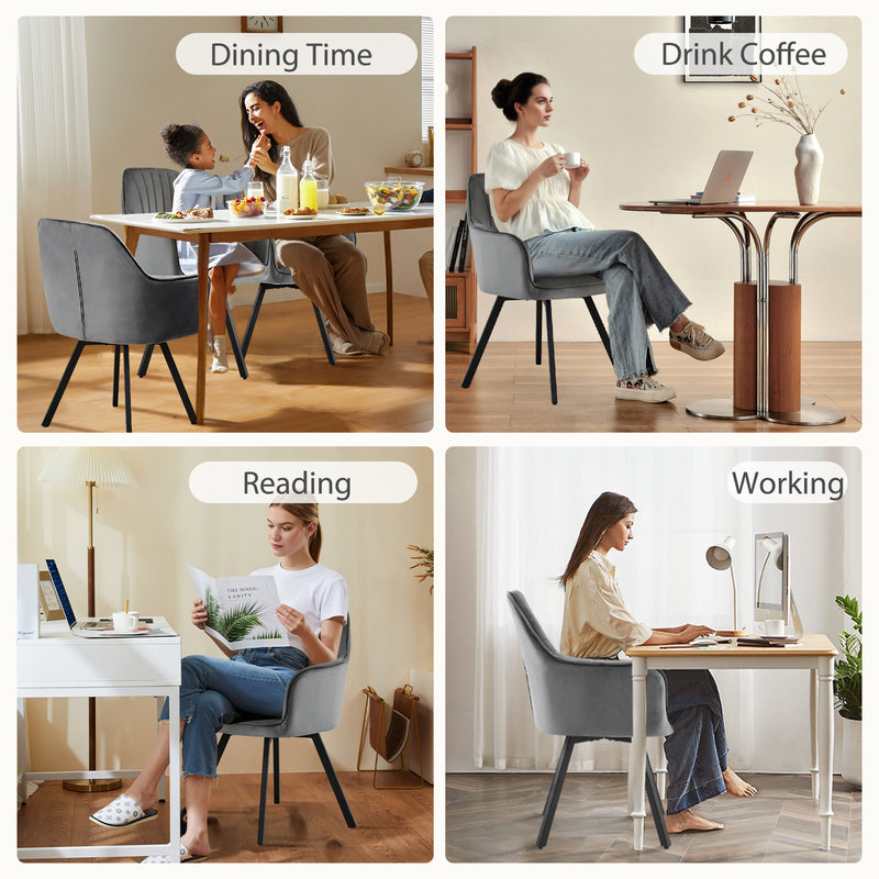 Furniliving 2-Pcs Mid Century Dining Chairs Upholstered Dining Room Chairs With Armrest