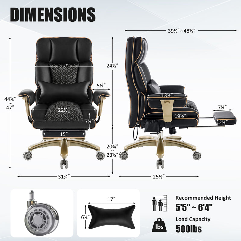 Furniliving Modern Big Tall Executive Office Chair Pu Leather Office Desk Chair With Footrest