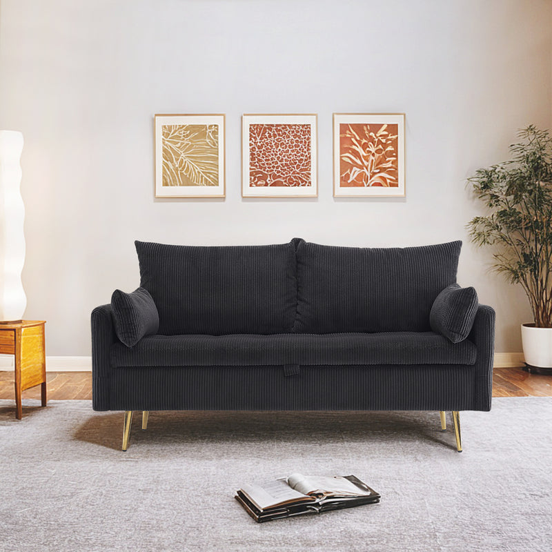 Furniliving Corduroy Upholstered Loveseat With Storage