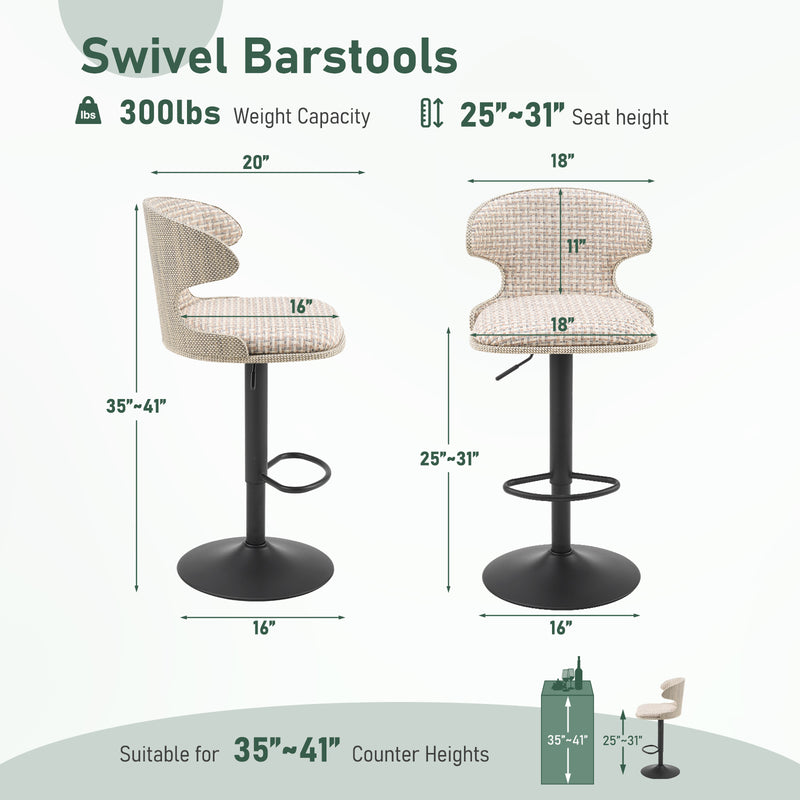 Adjustable Outdoor HDPE Waterproof Bar Stools Set of 2