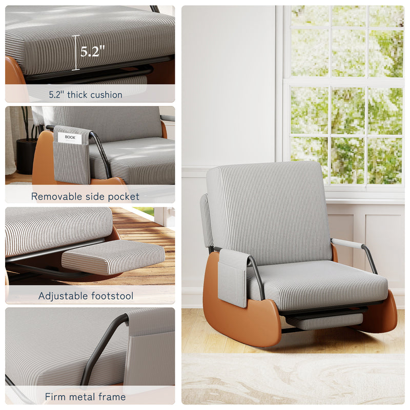 Upholstered Nursery Glider Chair with Adjustable Recline & Retractable Footrest