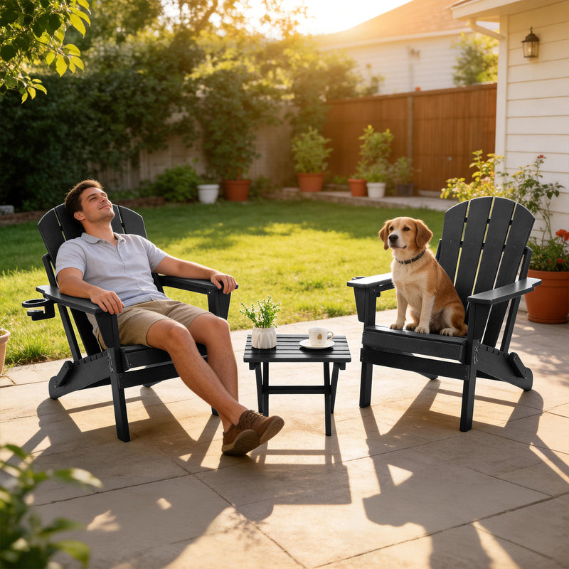 Folding Adirondack Chairs Set of 2, Outdoor HDPE Patio Chairs