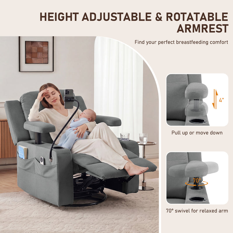 Power Rocking Chair Nursery with Adjustable Armrests