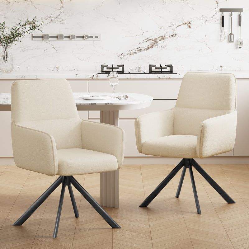 Furniliving 2-Pcs Mid Century Dining Chairs Upholstered Dining Room Chairs With Armrest
