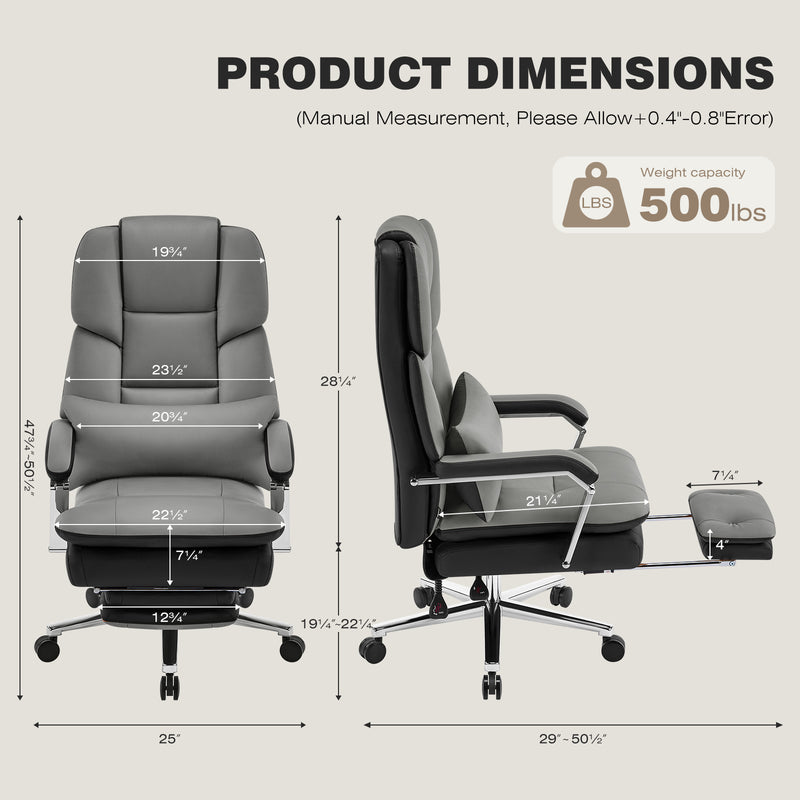 Furniliving faux leather office chair with footrest