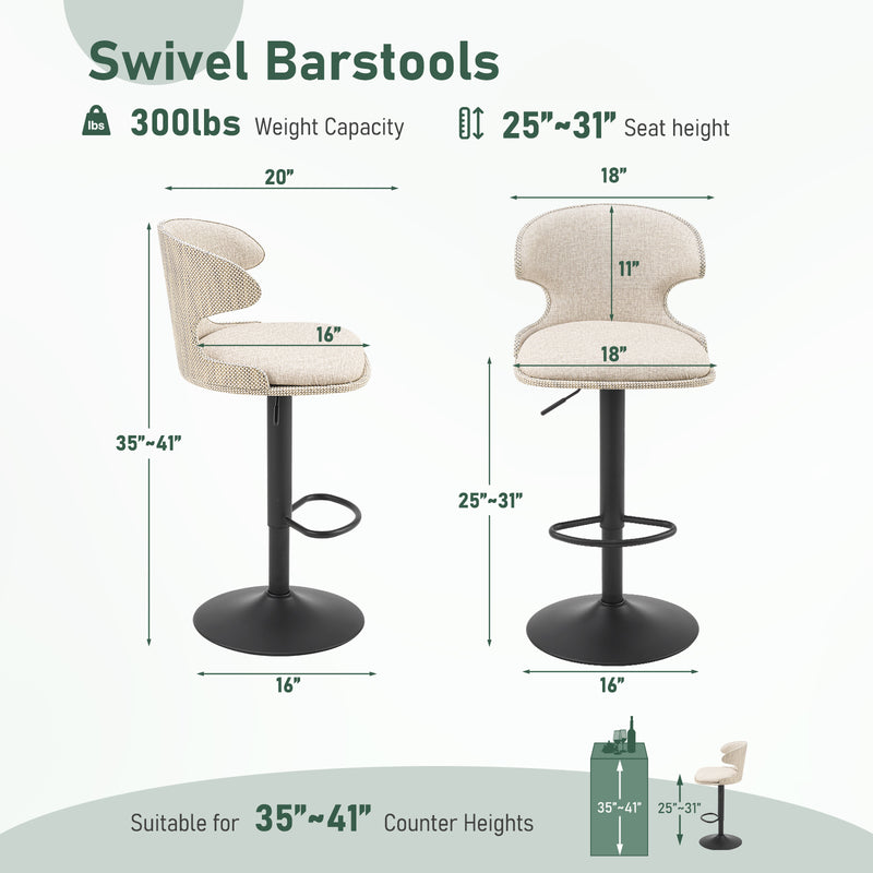 Adjustable Outdoor HDPE Waterproof Bar Stools Set of 2