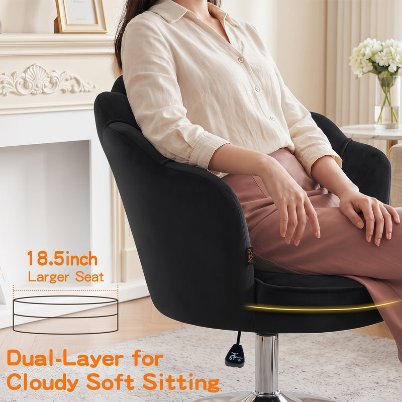 Swivel Makeup Chair with Ergonomic Lotus-Shaped Backrest
