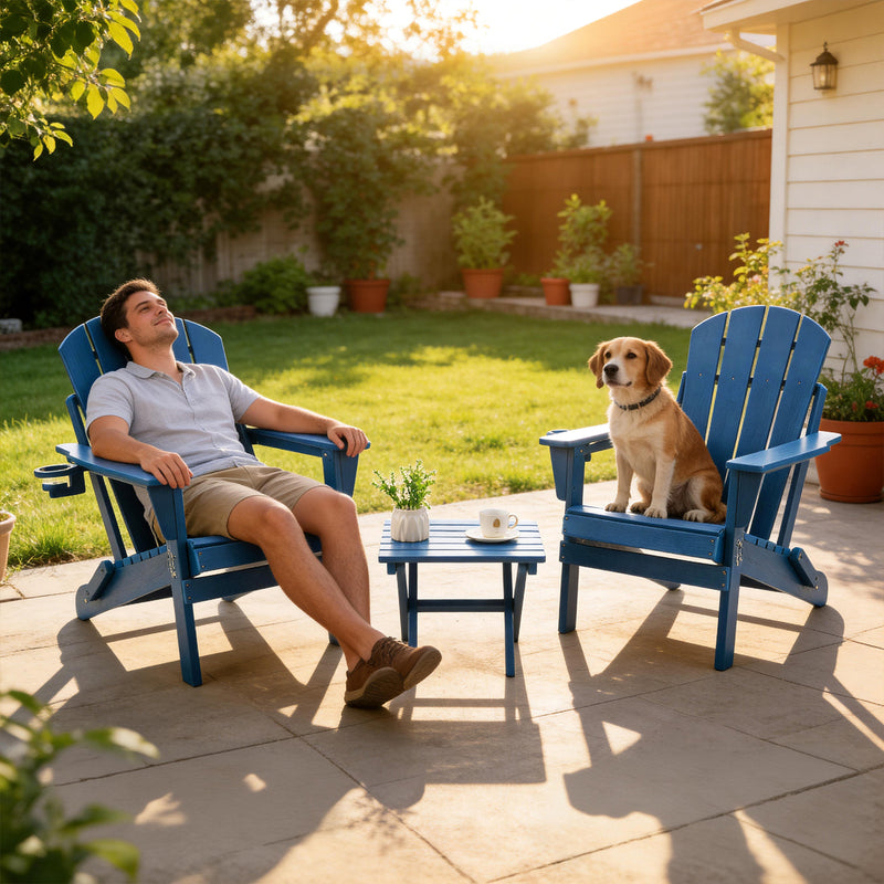 Folding Adirondack Chairs Set of 2, Outdoor HDPE Patio Chairs