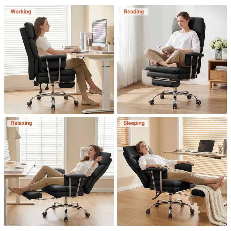 PU Leather High Back Executive Office Chair with Adjustable Lumbar Support