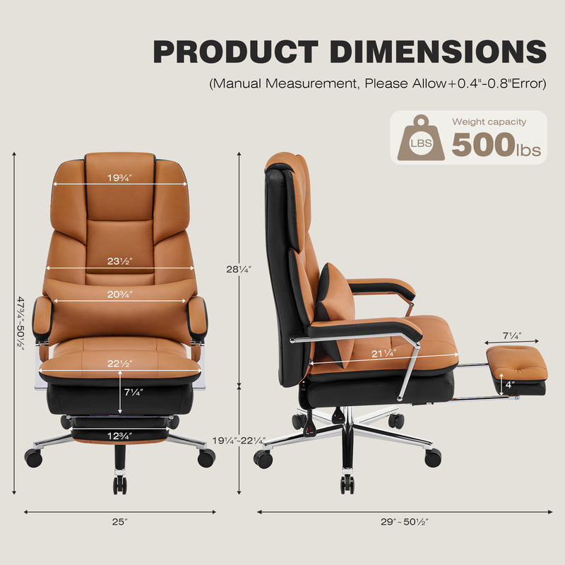 Furniliving faux leather office chair with footrest