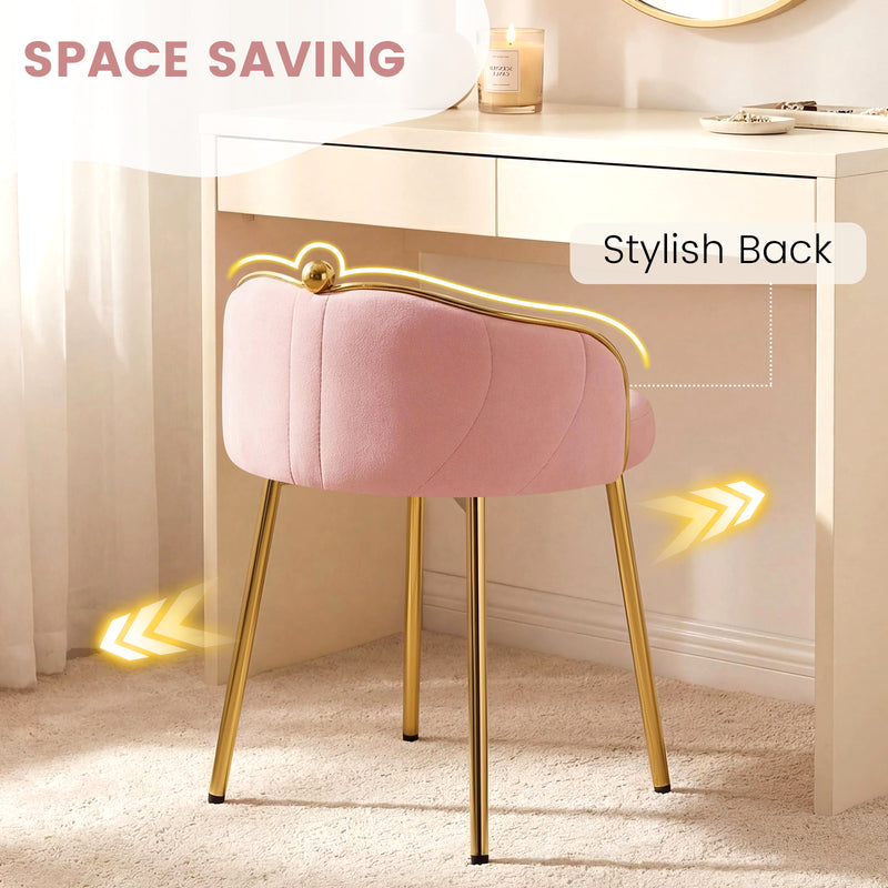 Furniliving Cute Vanity Chair With Golden Legs