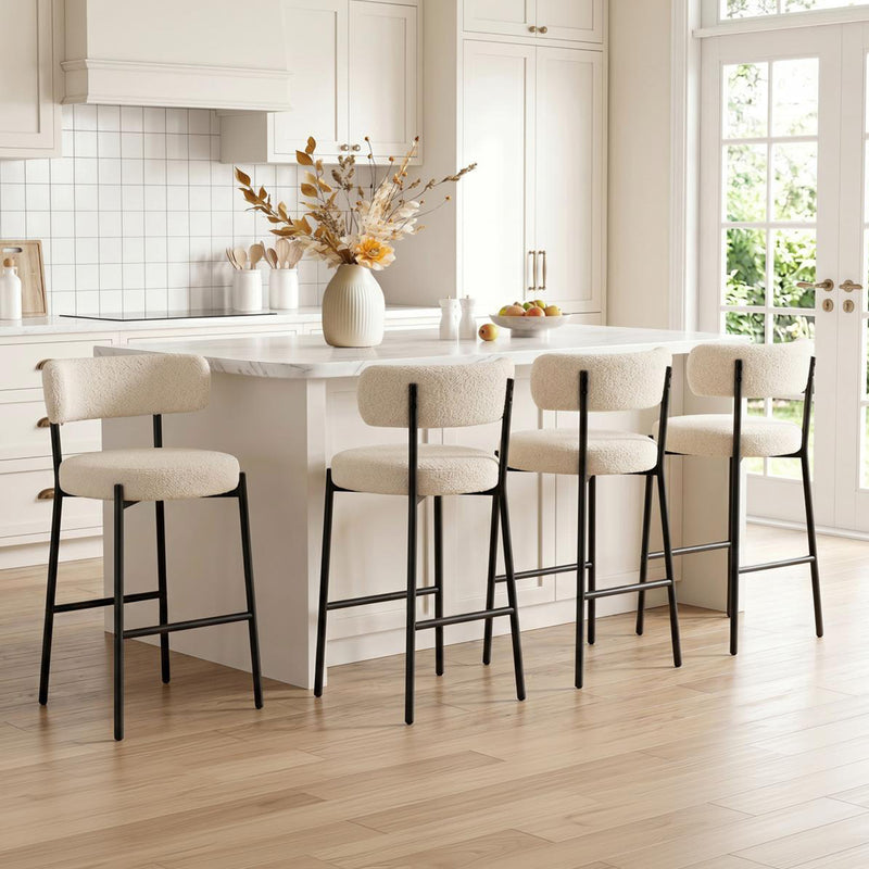 38’’ Upholstered Bar Chairs With Curved Backrest Set Of 2