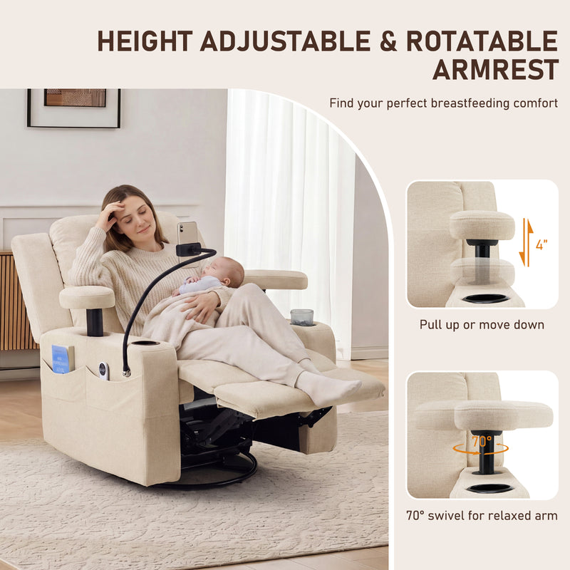 Power Rocking Chair Nursery with Adjustable Armrests