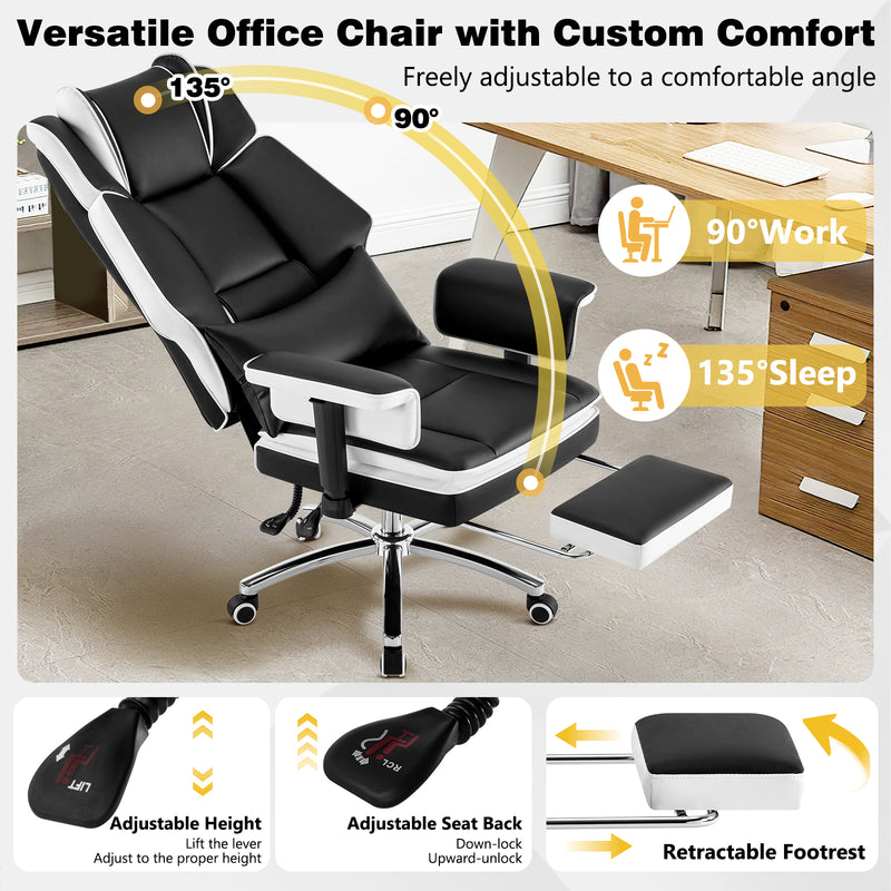 Adjustable Heavy Duty Office Chair with Footrest High Back