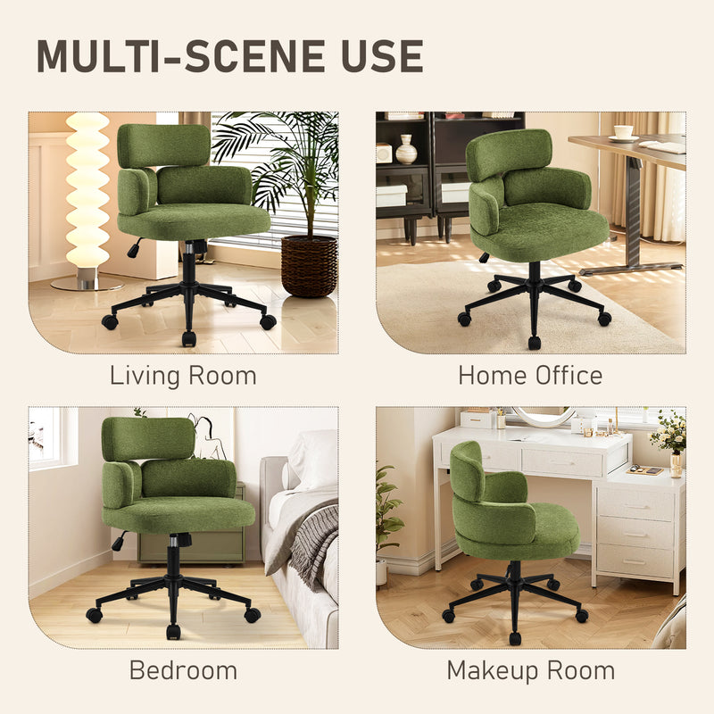 Swivel Accent Dining Chair ，Upholstered Vanity Chair With Arms
