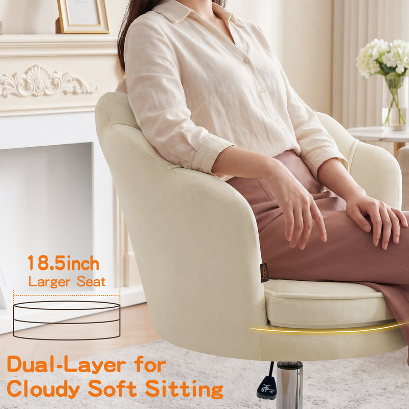 Swivel Makeup Chair with Ergonomic Lotus-Shaped Backrest