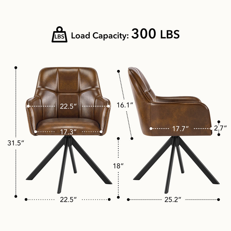 Mid-Century Swivel Dining Chairs Set of 2