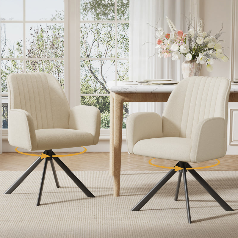 Furniliving 2-Pcs Mid Century Dining Chairs Upholstered Dining Room Chairs With Armrest