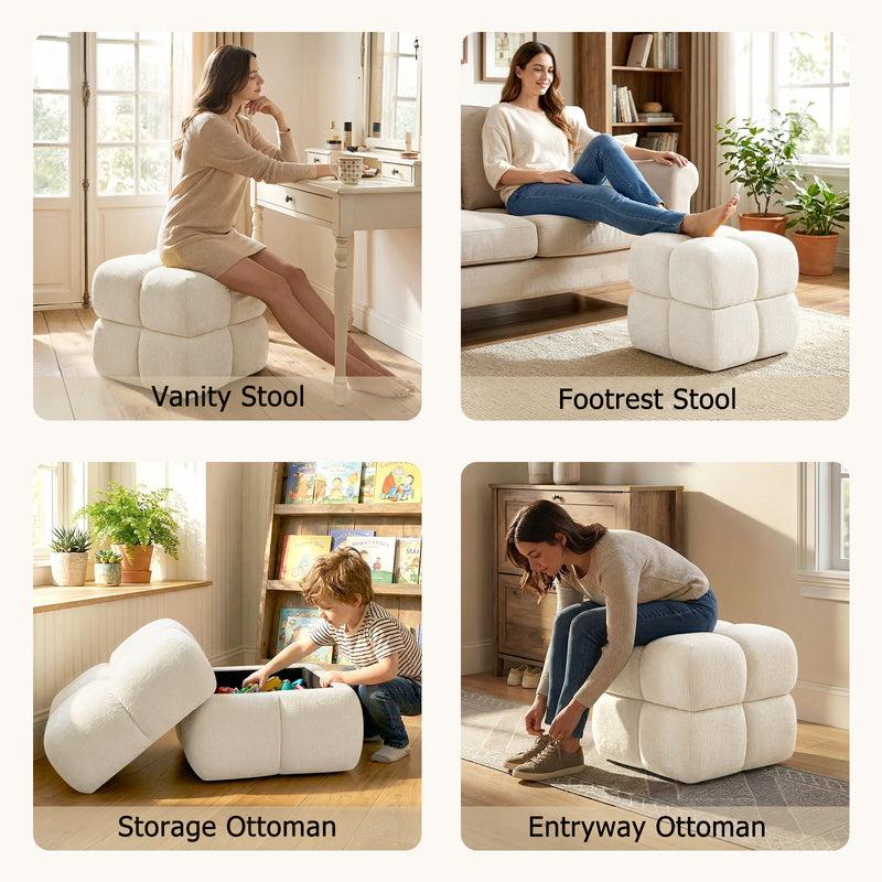 Oversize Storage Ottoman,Modern Chenille Vanity Chair
