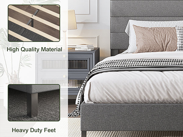 Furniliving Leonard Contemporary Modern Upholstered Platform Bed