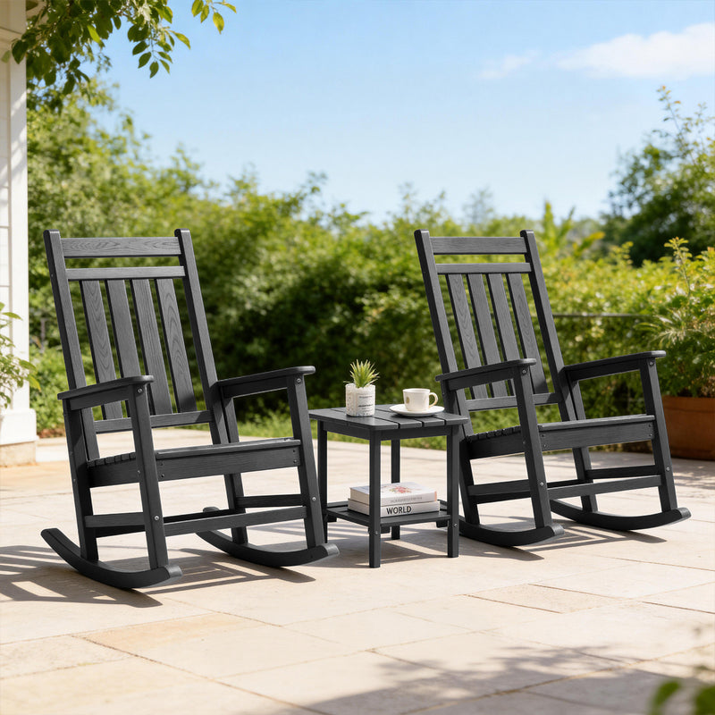 Oversized Rocking Chairs Set of 2, HDPE Outdoor Rocking Chair for Adults with High Back