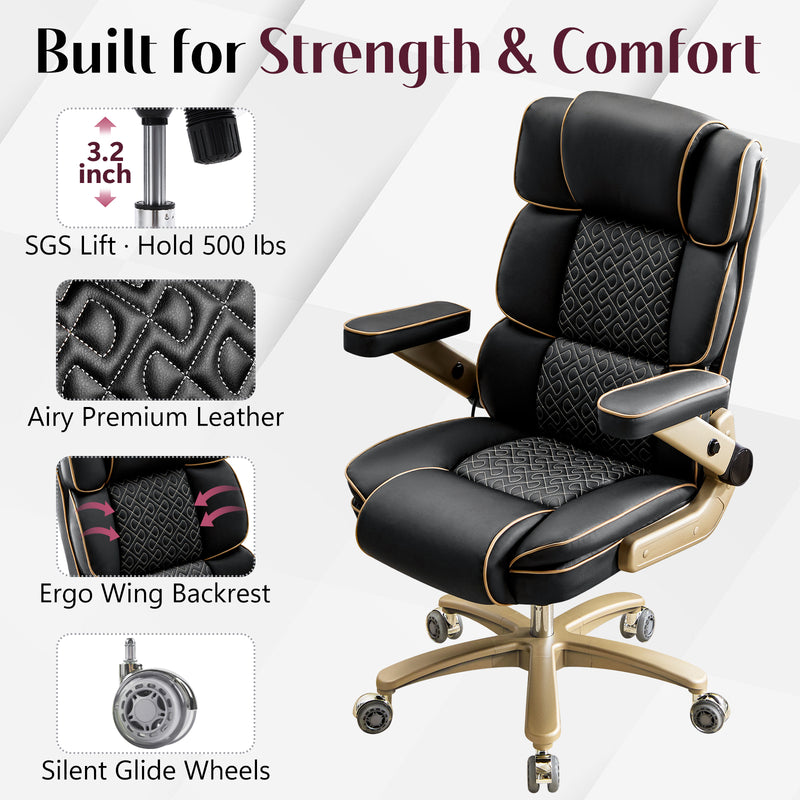 Heavy Duty Leather Ofifice Chair with 5D Armrests Comfortable Seat