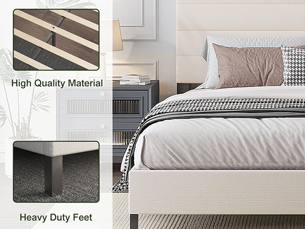 Furniliving Leonard Contemporary Modern Upholstered Platform Bed