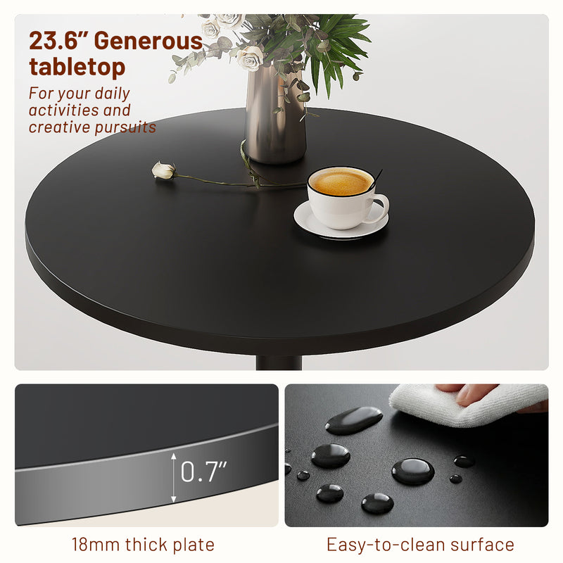 Furniliving Modern Round Side Table Adjustable Height Bar Table