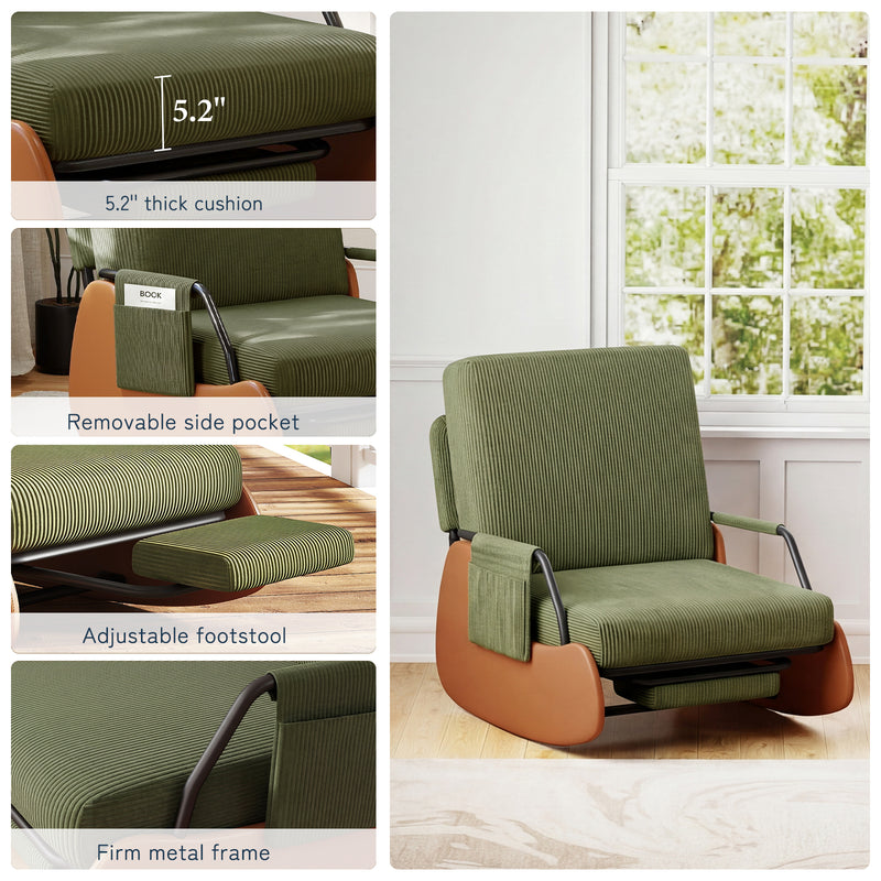 Upholstered Nursery Glider Chair with Adjustable Recline & Retractable Footrest