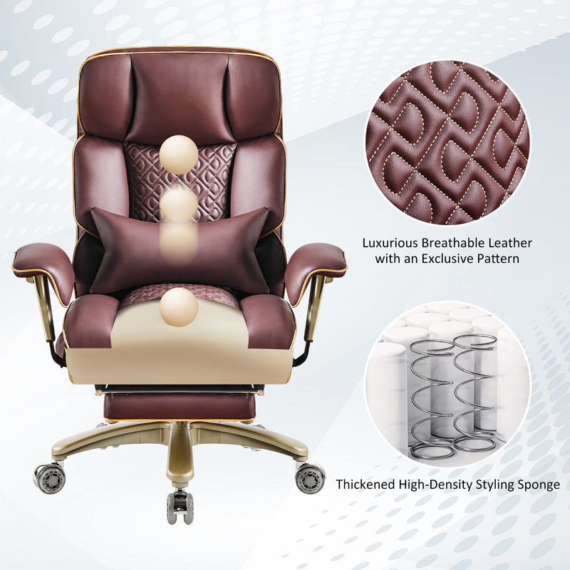 Furniliving Modern Big Tall Executive Office Chair Pu Leather Office Desk Chair With Footrest