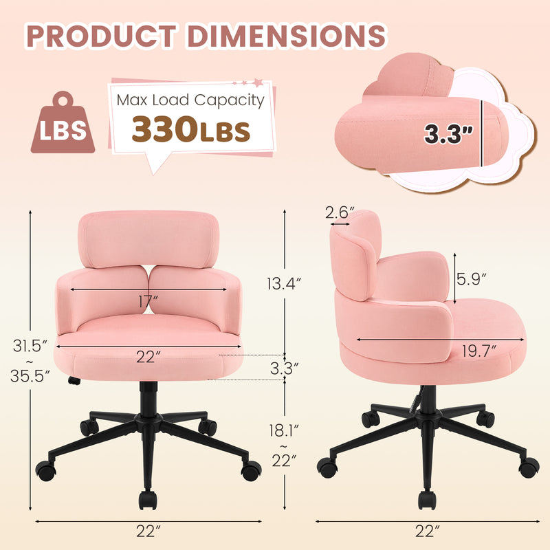 Swivel Accent Dining Chair ，Upholstered Vanity Chair With Arms