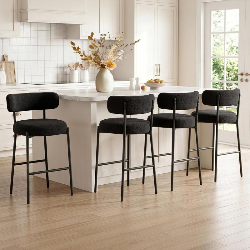 38’’ Upholstered Bar Chairs With Curved Backrest Set Of 2